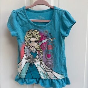 Disney 3T Girls Frozen Elsa Blue Royally Cool Short Sleeve Tee Shirt